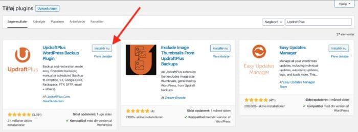 Installer UpdraftPlus