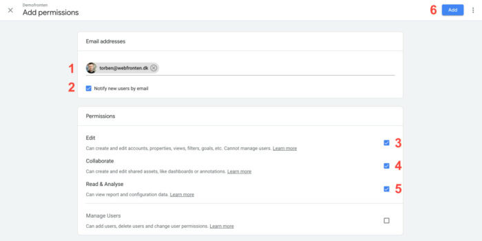 Google Analytics tilføj brugerindstillinger