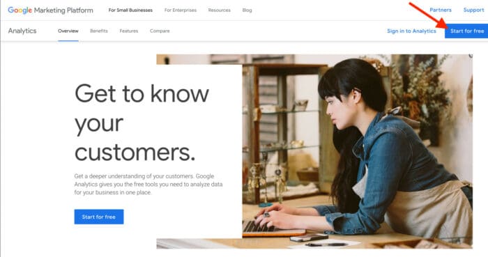 Google Analytics sign up