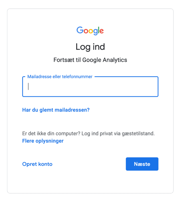 Google Analytics sign up login
