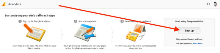 Google Analytics sign up part 2