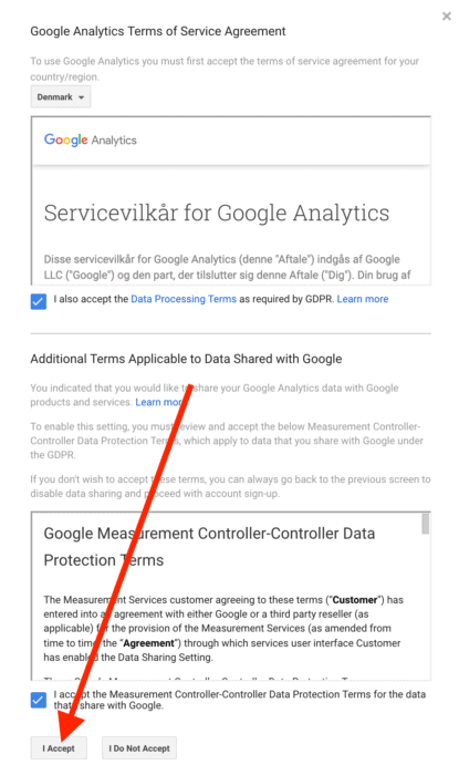 Google Analytics handelsbetingelser