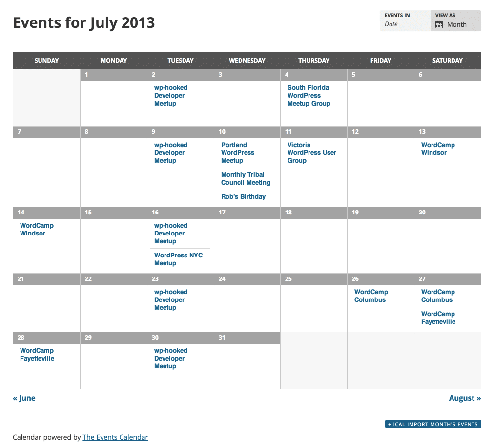 The Events Calendar 007