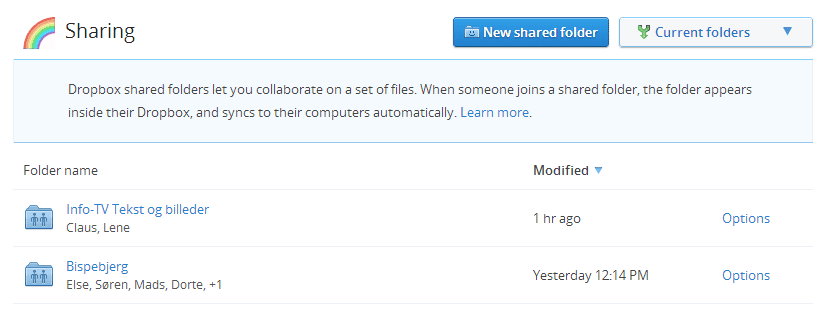 Dropbox sharing