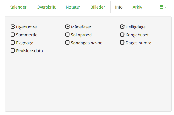 Kalendersiden info